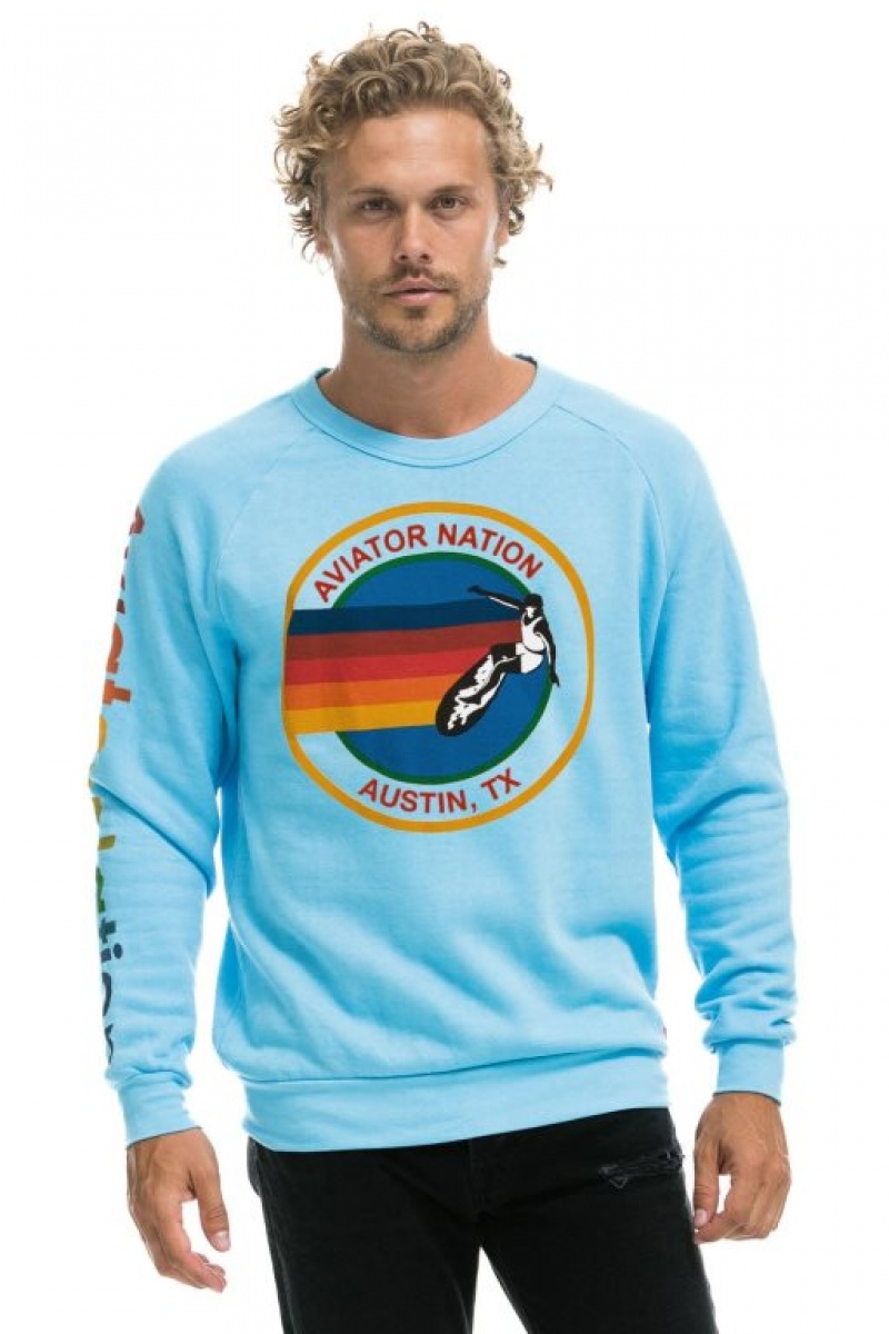 Sudaderas Aviator Nation Austin Crew Mujer Blue | 20HDOZSLA