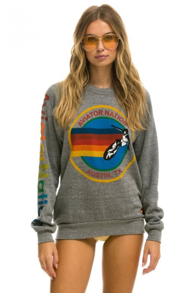 Sudaderas Aviator Nation Austin Crew Mujer Grey | 20JYHLMSQ