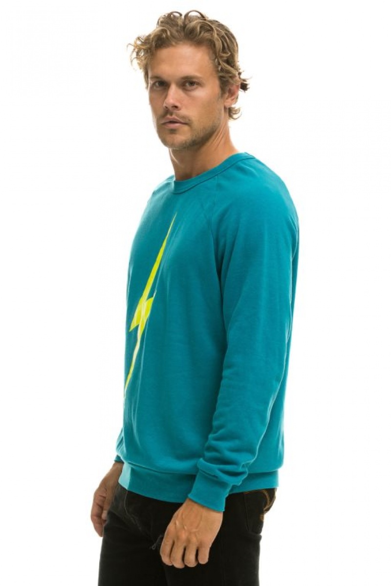 Sudaderas Aviator Nation Bolt Crew Mujer Turquoise / Yellow | 18NCWJXST