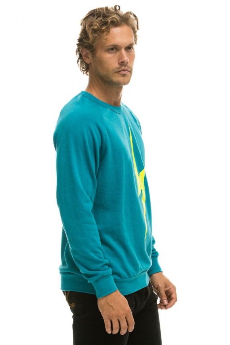 Sudaderas Aviator Nation Bolt Crew Mujer Turquoise / Yellow | 18NCWJXST