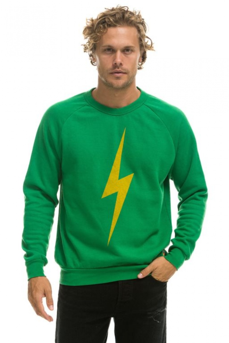 Sudaderas Aviator Nation Bolt Crew Mujer Green | 18RDENZXM