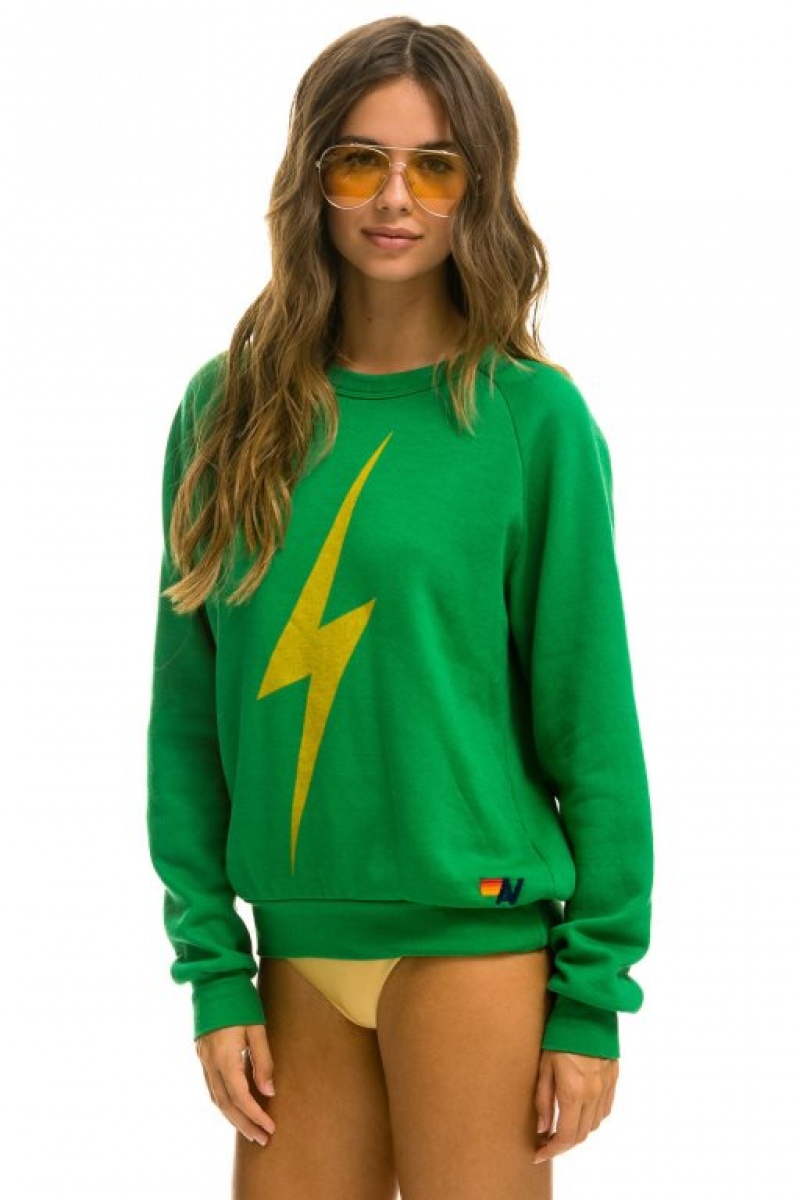Sudaderas Aviator Nation Bolt Crew Mujer Green | 18RDENZXM