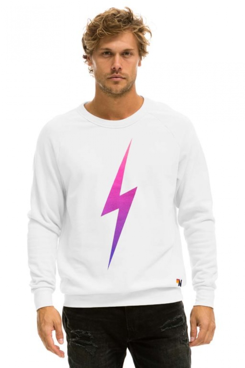 Sudaderas Aviator Nation Bolt Fade Light Weight Mujer White / Pink Purple | 18FNASZTL