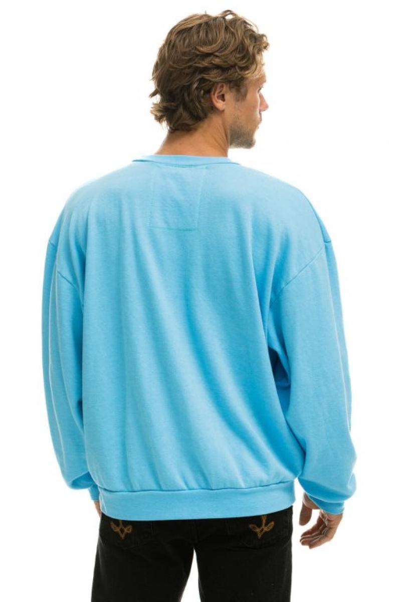 Sudaderas Aviator Nation Bolt Stitch Relaxed Crew Mujer Blue / White | 17EXUNGHR