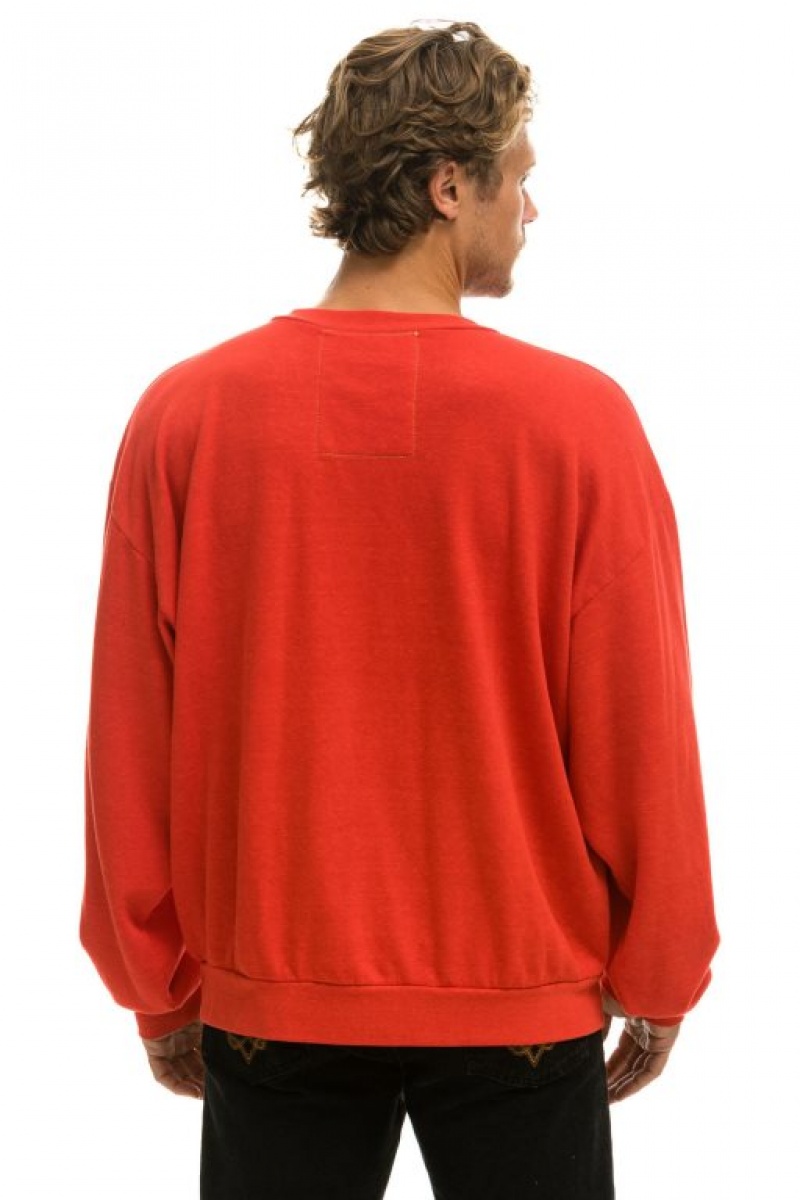 Sudaderas Aviator Nation Bolt Stitch Relaxed Crew Mujer Red / White | 17VRQOSDX