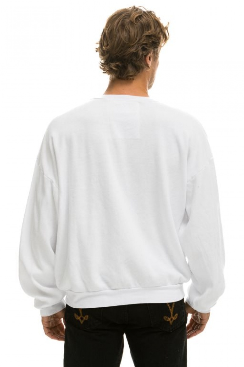 Sudaderas Aviator Nation Bolt Stitch Relaxed Crew Mujer White / Black | 18BNOWYMF