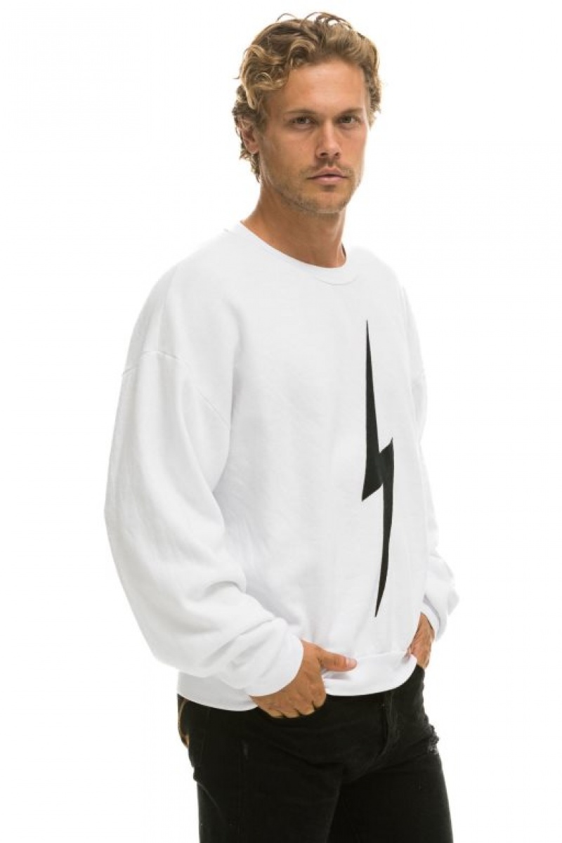 Sudaderas Aviator Nation Bolt Stitch Relaxed Crew Mujer White / Black | 18BNOWYMF