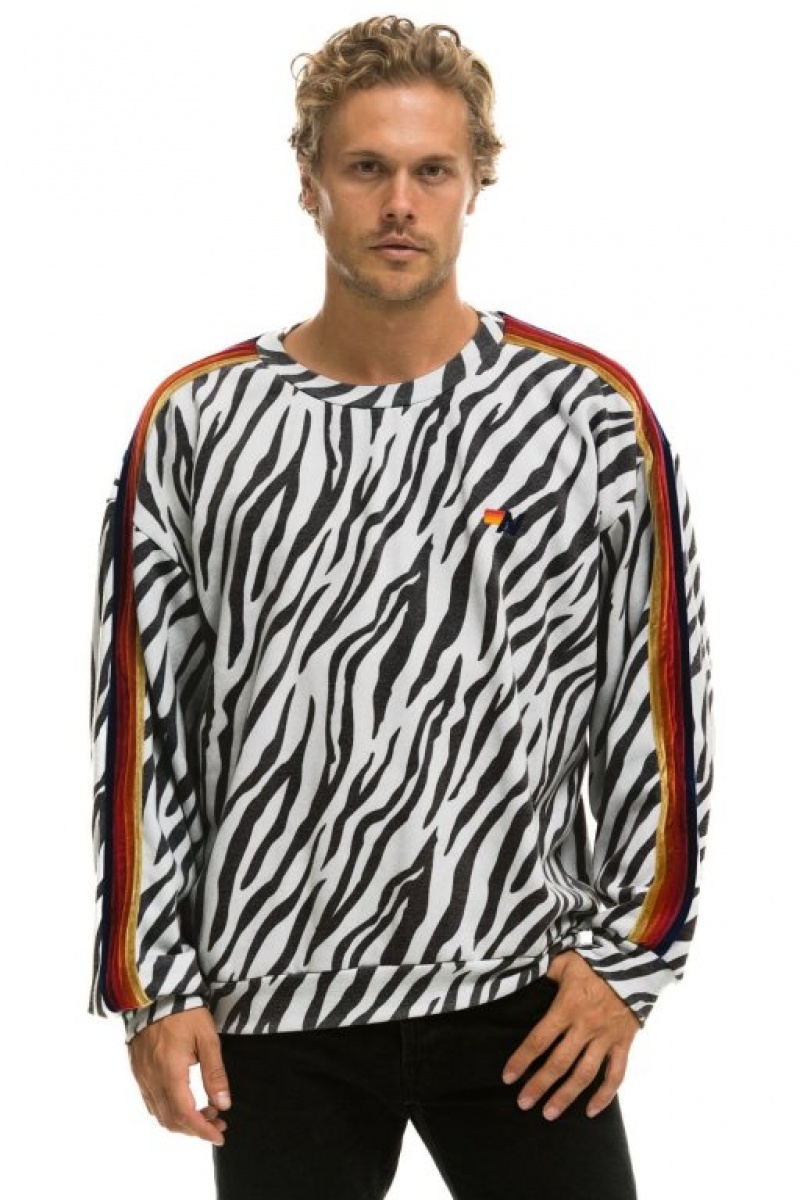 Sudaderas Aviator Nation Classic Relaxed Fit Crew Mujer Zebra | 17OSGZDKH