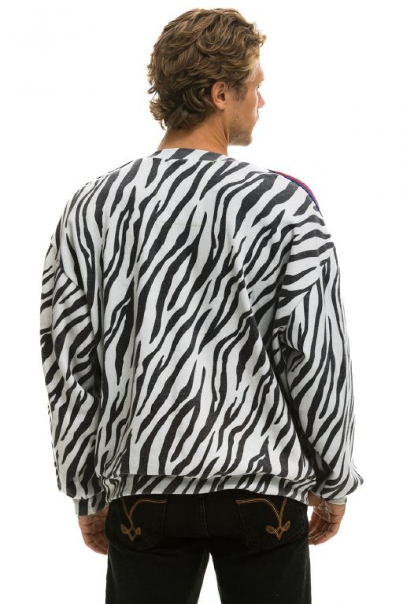 Sudaderas Aviator Nation Classic Relaxed Fit Crew Mujer Zebra | 17OSGZDKH