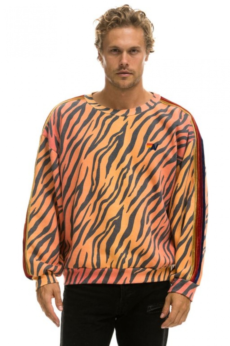 Sudaderas Aviator Nation Classic Relaxed Fit Crew Mujer Tiger | 17OSYUBRC