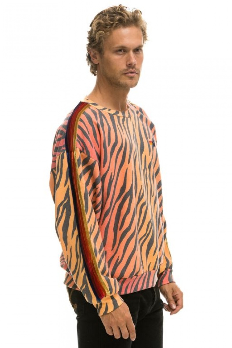 Sudaderas Aviator Nation Classic Relaxed Fit Crew Mujer Tiger | 17OSYUBRC