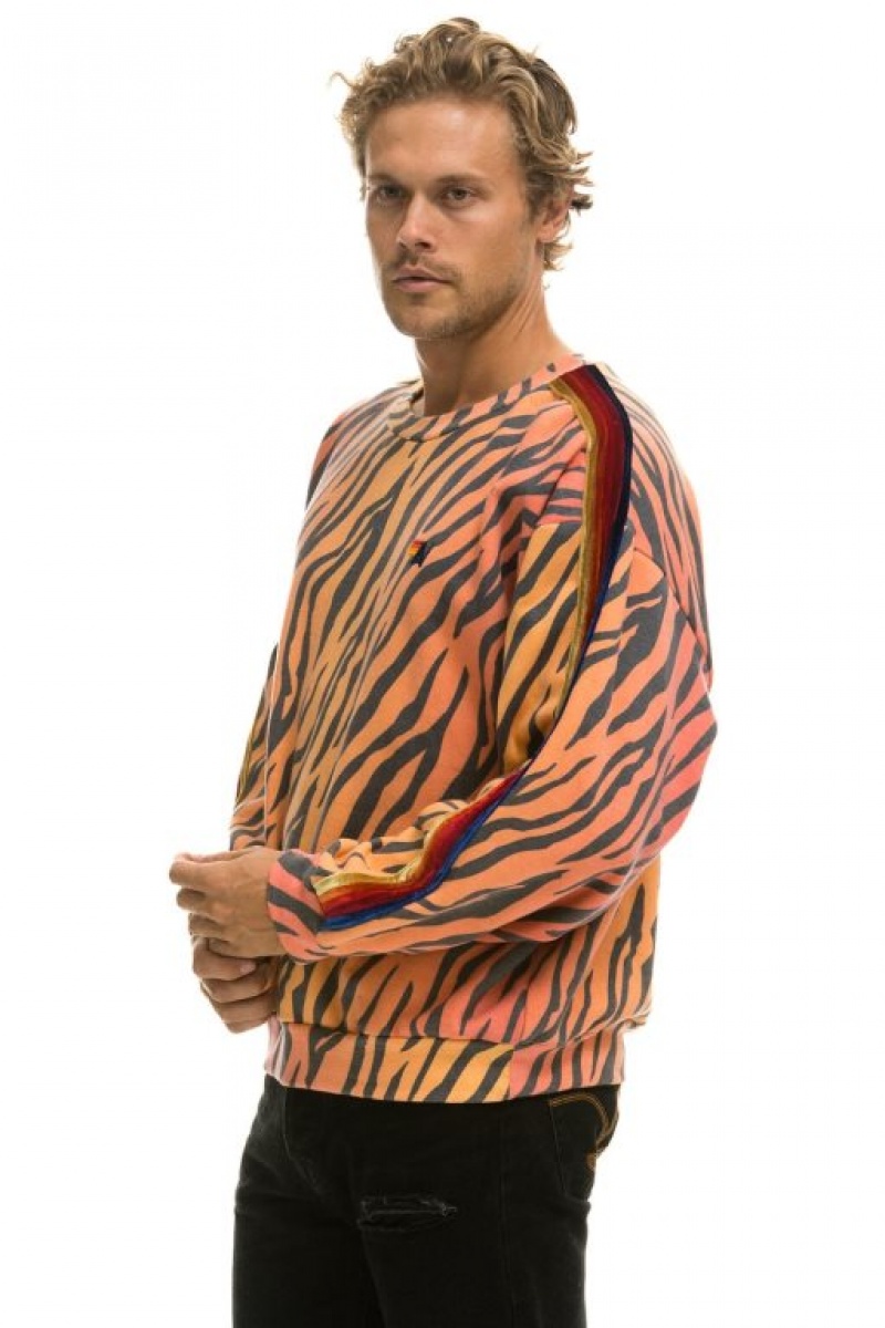 Sudaderas Aviator Nation Classic Relaxed Fit Crew Mujer Tiger | 17OSYUBRC