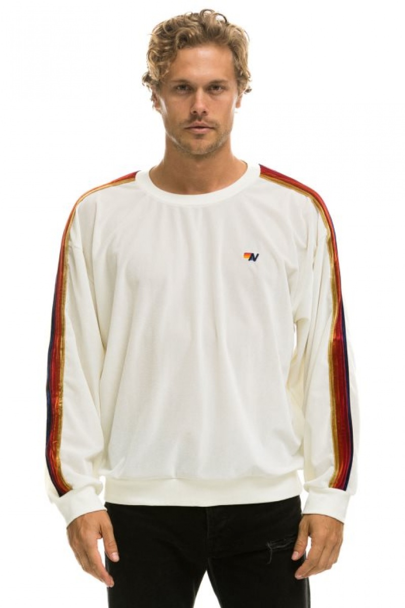Sudaderas Aviator Nation Classic Velvet Relaxed Mujer White | 17HBLIZSQ