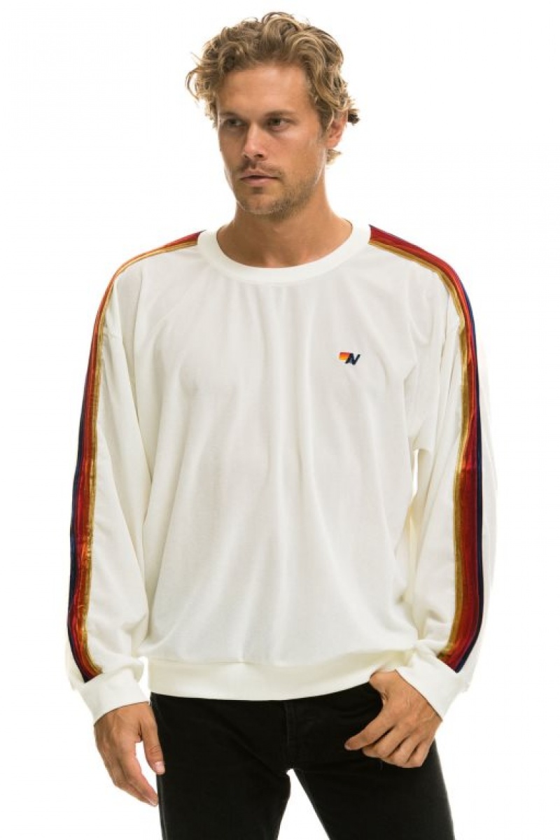 Sudaderas Aviator Nation Classic Velvet Relaxed Mujer White | 17HBLIZSQ