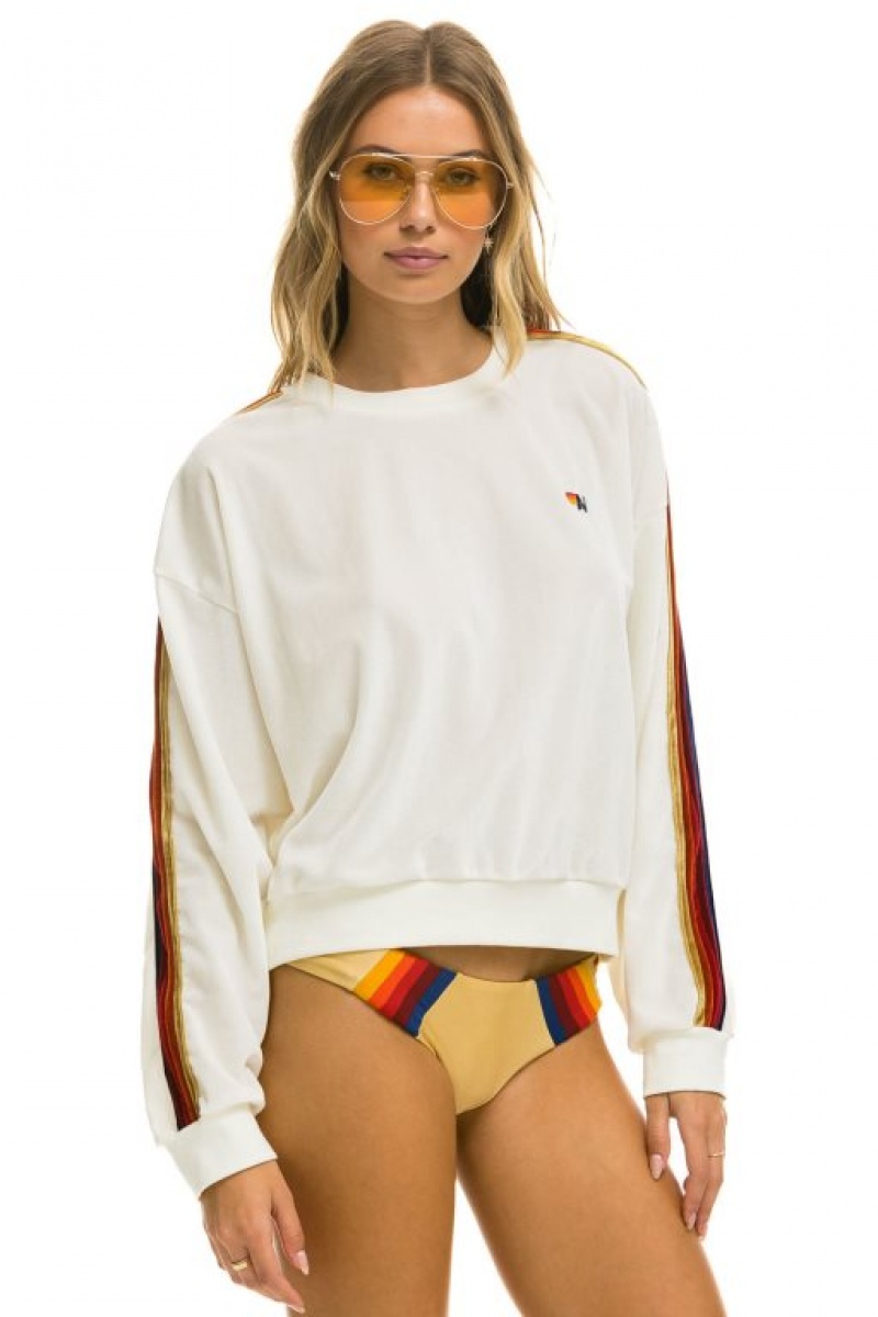 Sudaderas Aviator Nation Classic Velvet Relaxed Mujer White | 17HBLIZSQ