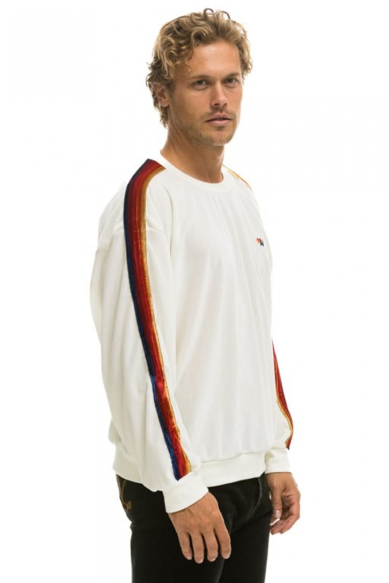 Sudaderas Aviator Nation Classic Velvet Relaxed Mujer White | 17HBLIZSQ