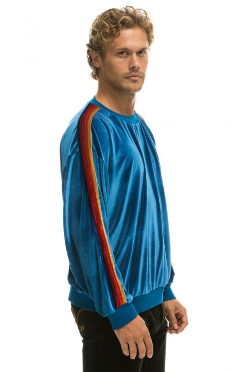 Sudaderas Aviator Nation Classic Velvet Relaxed Mujer Blue | 17HENAXGF