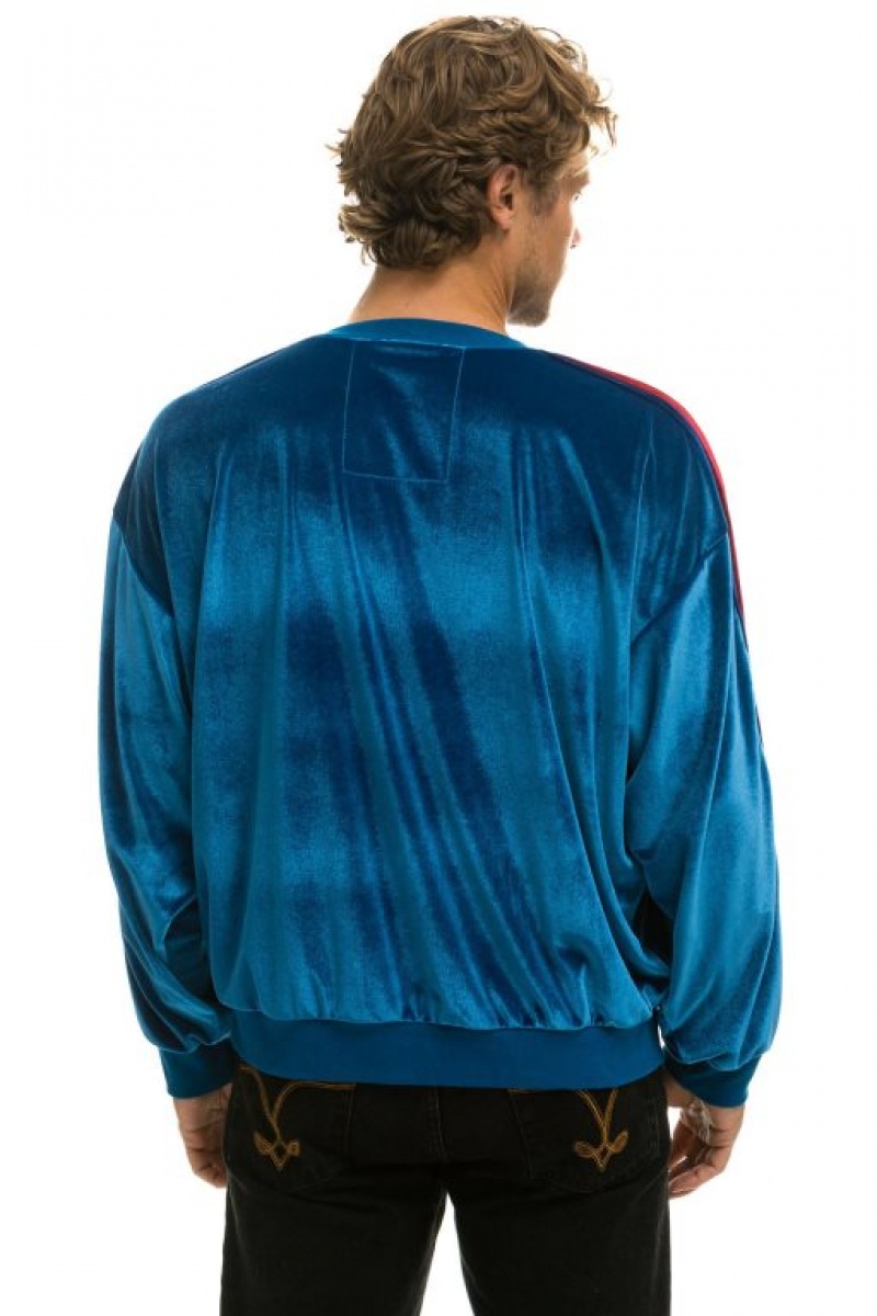 Sudaderas Aviator Nation Classic Velvet Relaxed Mujer Blue | 17HENAXGF
