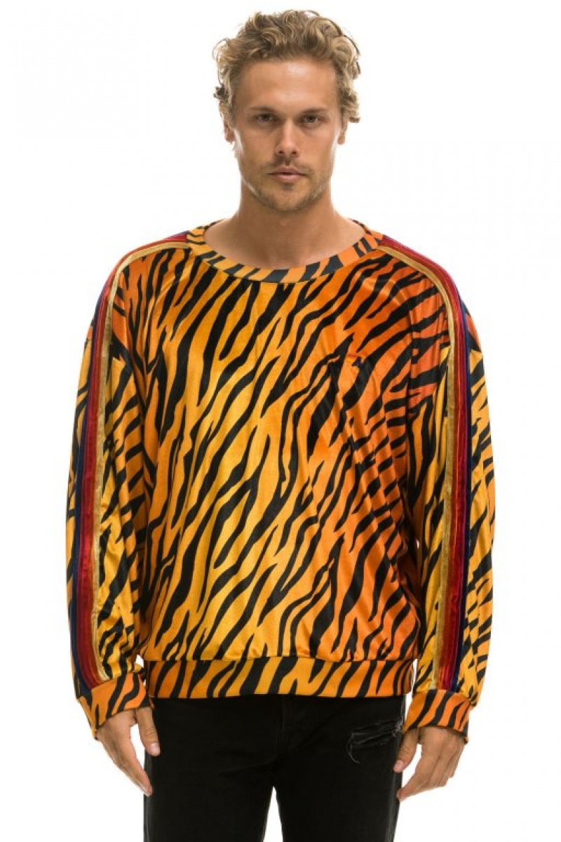 Sudaderas Aviator Nation Classic Velvet Relaxed Mujer Tiger | 17JYCDXVW