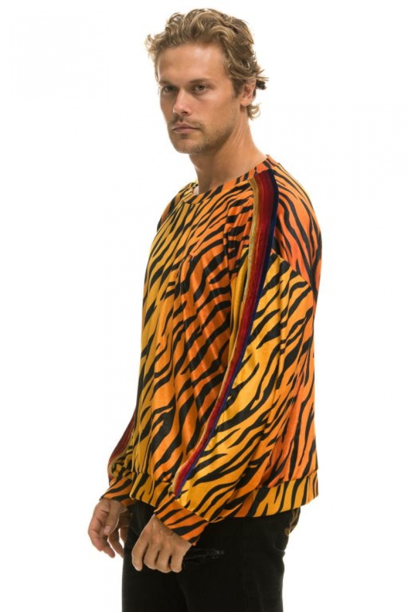 Sudaderas Aviator Nation Classic Velvet Relaxed Mujer Tiger | 17JYCDXVW