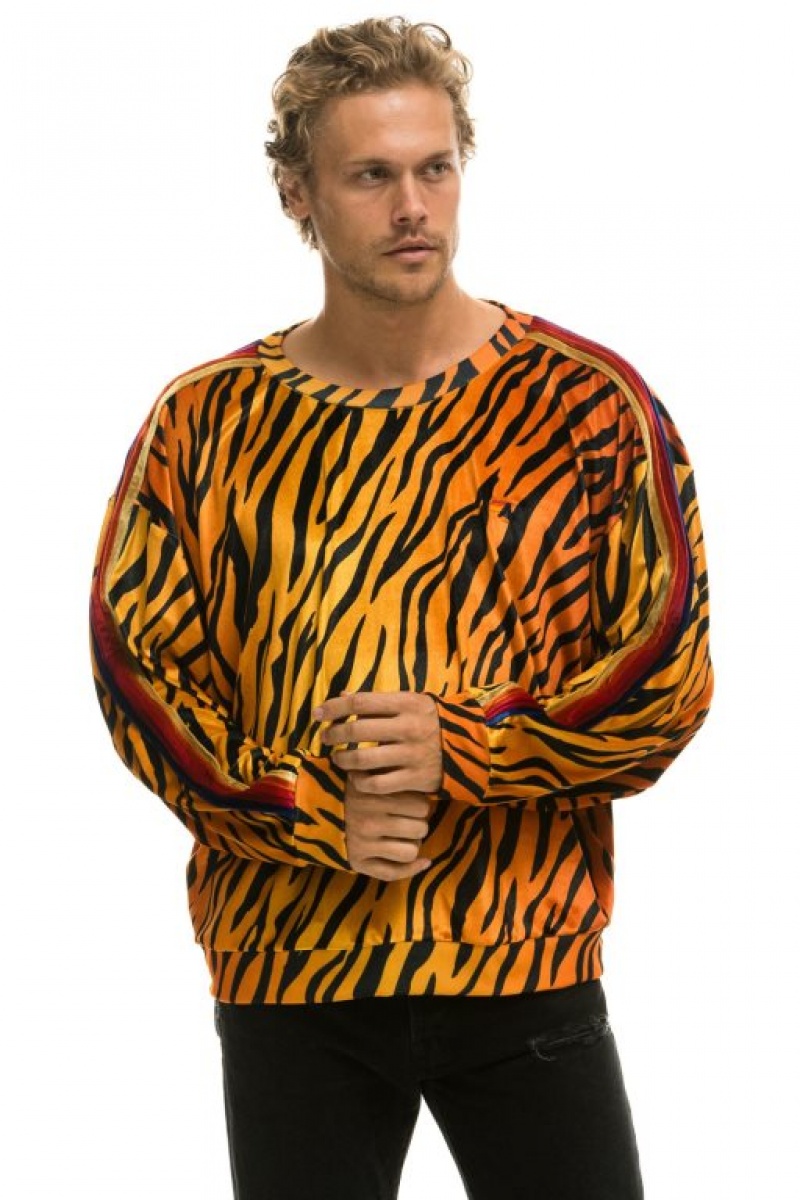 Sudaderas Aviator Nation Classic Velvet Relaxed Mujer Tiger | 17JYCDXVW