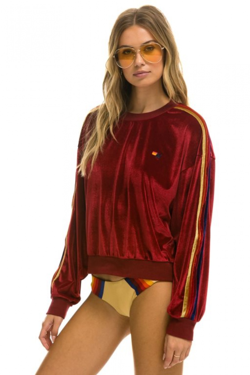 Sudaderas Aviator Nation Classic Velvet Relaxed Mujer Red | 17MZFNIWR