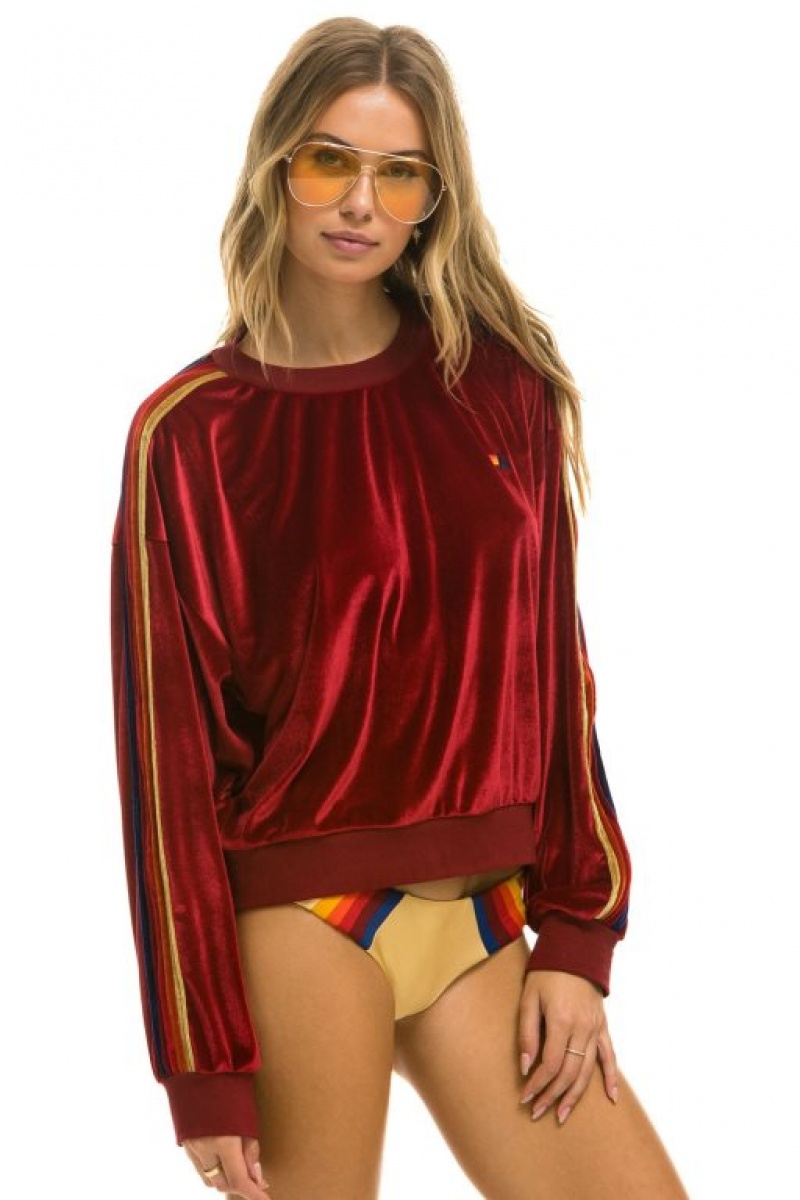 Sudaderas Aviator Nation Classic Velvet Relaxed Mujer Red | 17MZFNIWR
