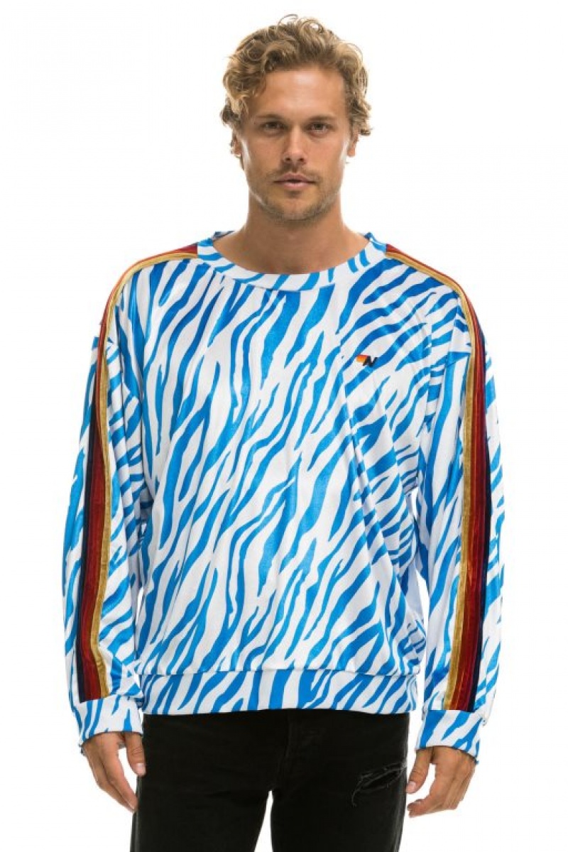 Sudaderas Aviator Nation Classic Velvet Relaxed Mujer Blue | 17NCMAWEU