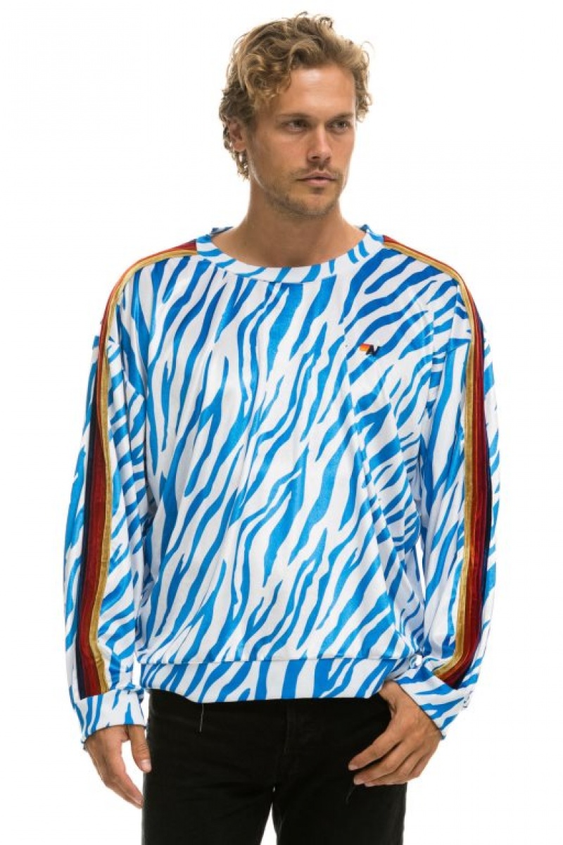 Sudaderas Aviator Nation Classic Velvet Relaxed Mujer Blue | 17NCMAWEU