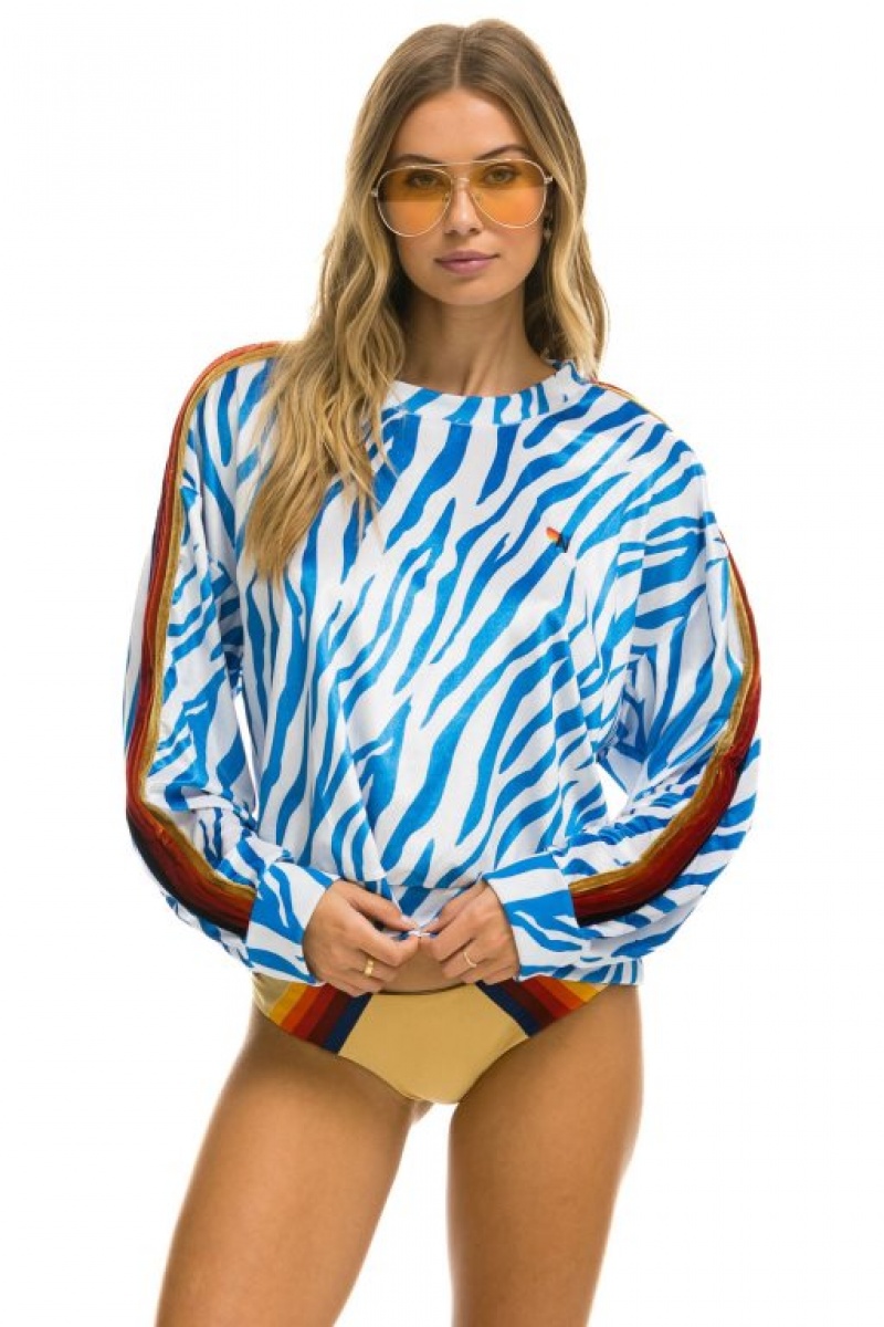 Sudaderas Aviator Nation Classic Velvet Relaxed Mujer Blue | 17NCMAWEU