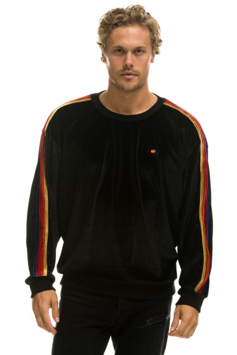 Sudaderas Aviator Nation Classic Velvet Relaxed Mujer Black | 17NMPSBFI