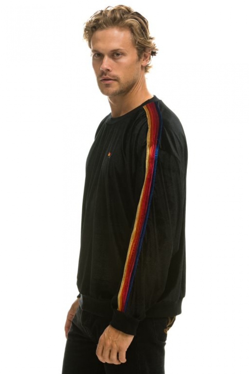 Sudaderas Aviator Nation Classic Velvet Relaxed Mujer Black | 17NMPSBFI