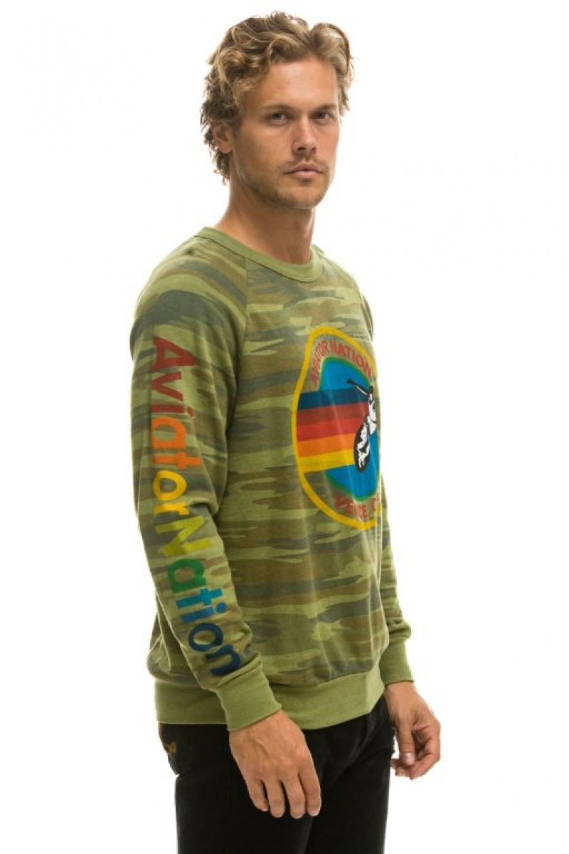 Sudaderas Aviator Nation Crew Mujer Camo | 19ZRACLVY
