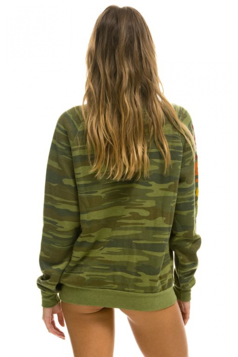 Sudaderas Aviator Nation Crew Mujer Camo | 19ZRACLVY