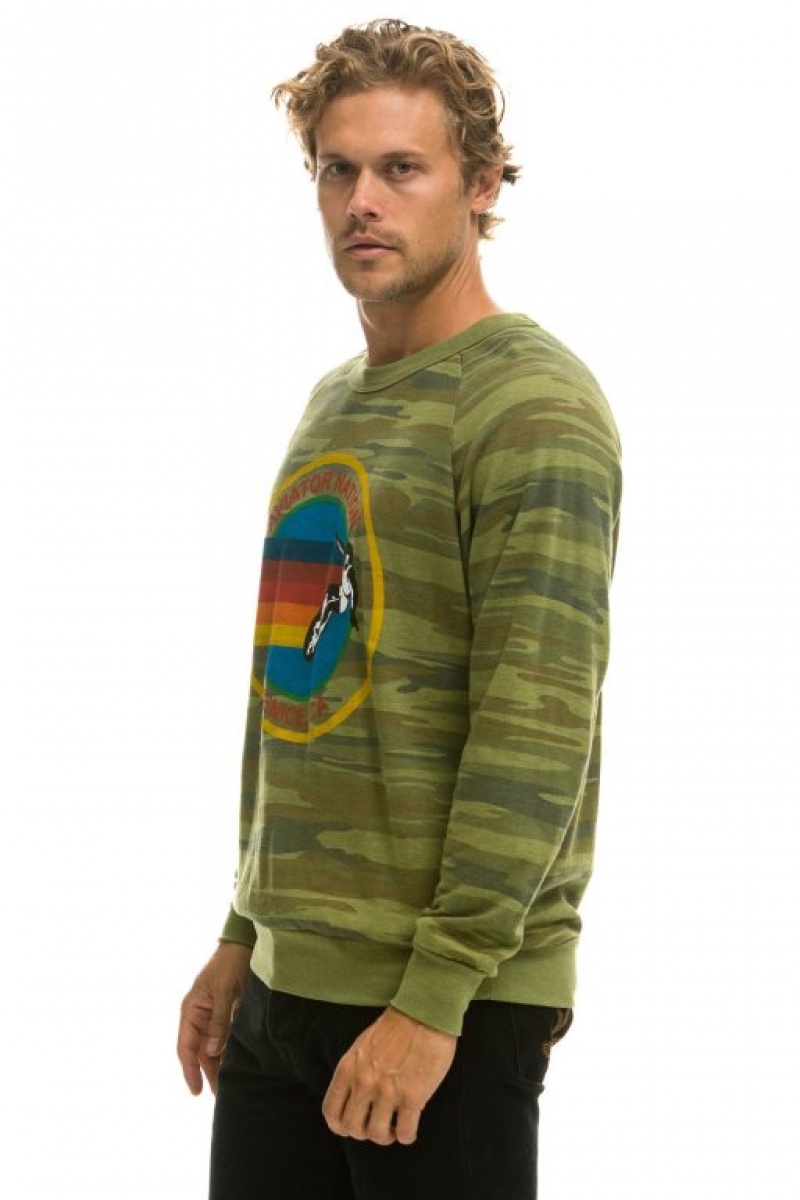 Sudaderas Aviator Nation Crew Mujer Camo | 19ZRACLVY