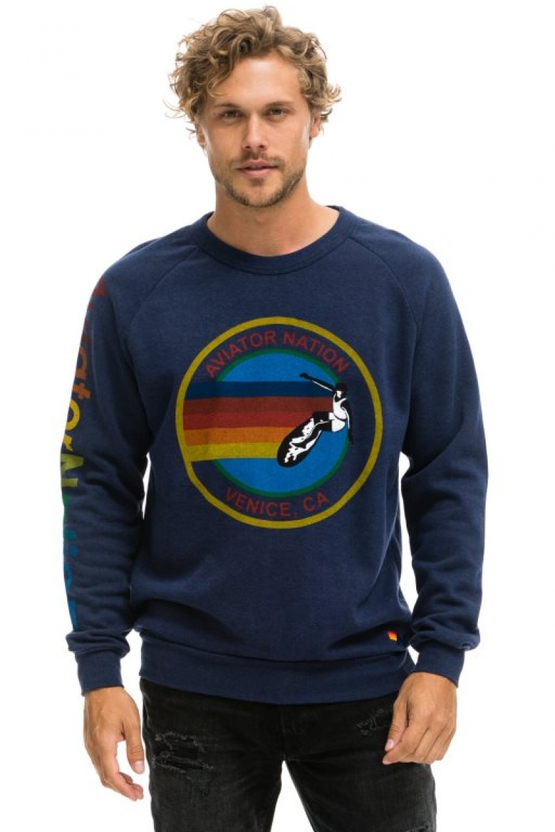 Sudaderas Aviator Nation Crew Mujer Navy | 19ALIFWXH