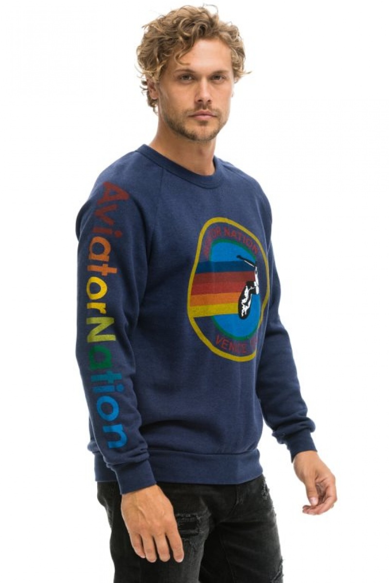 Sudaderas Aviator Nation Crew Mujer Navy | 19ALIFWXH