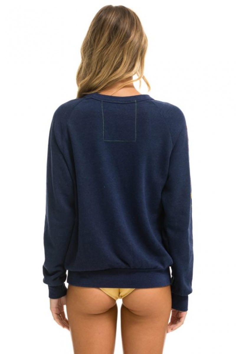 Sudaderas Aviator Nation Crew Mujer Navy | 19ALIFWXH