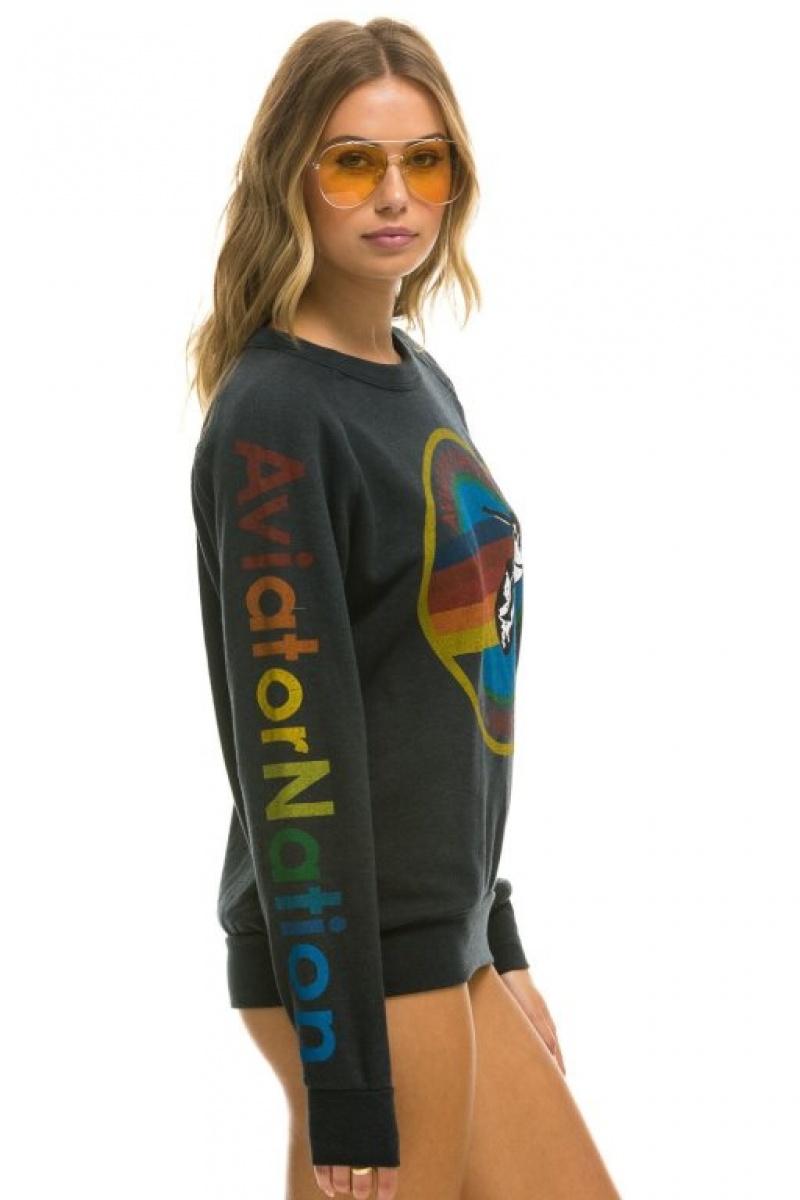 Sudaderas Aviator Nation Hamptons Crew Mujer Grey | 19XDWMSNG
