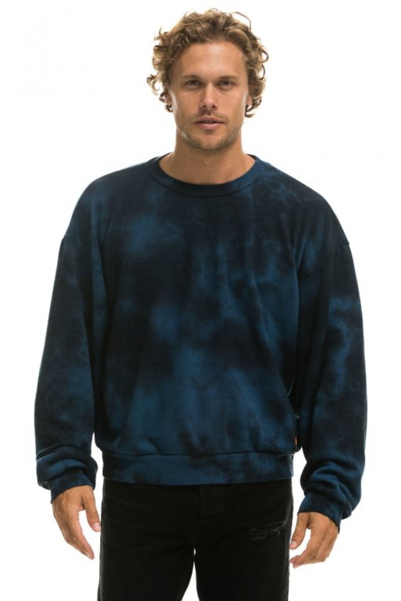 Sudaderas Aviator Nation Hand Dyed Crew Relaxed Mujer Blue Black | 16XQNESGH