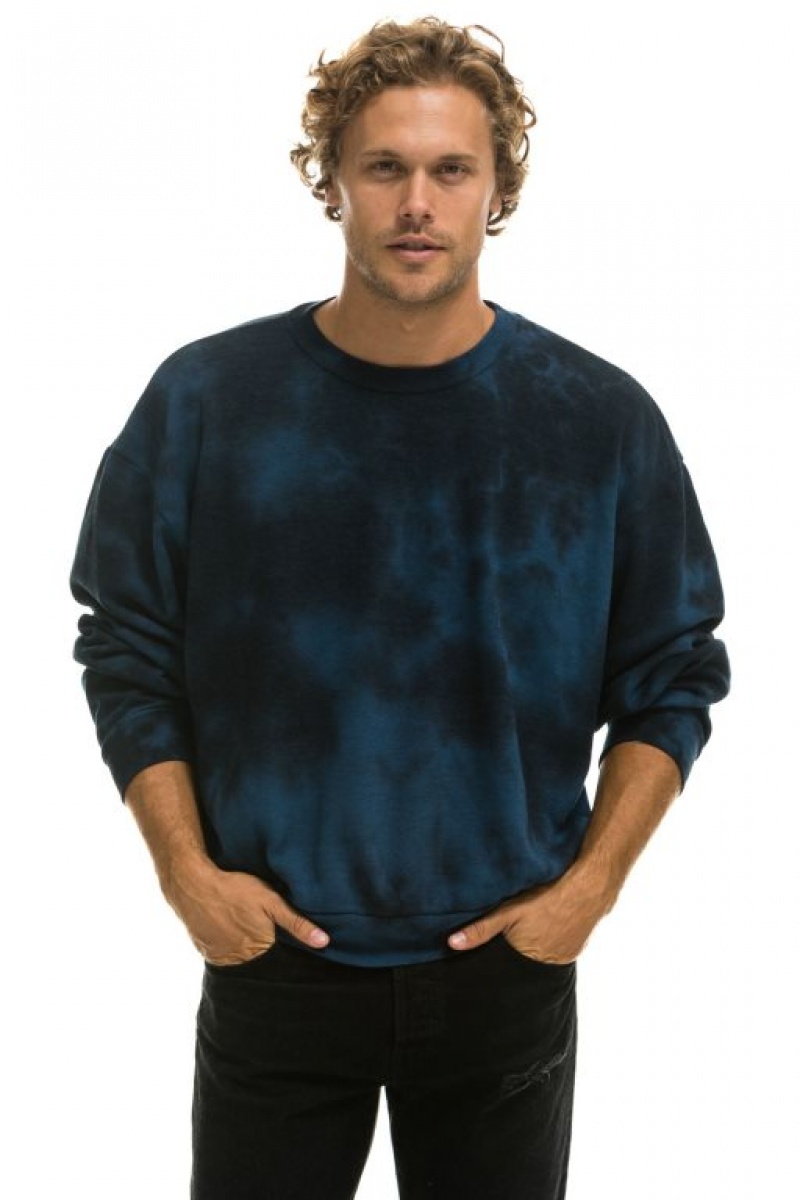 Sudaderas Aviator Nation Hand Dyed Crew Relaxed Mujer Blue Black | 16XQNESGH