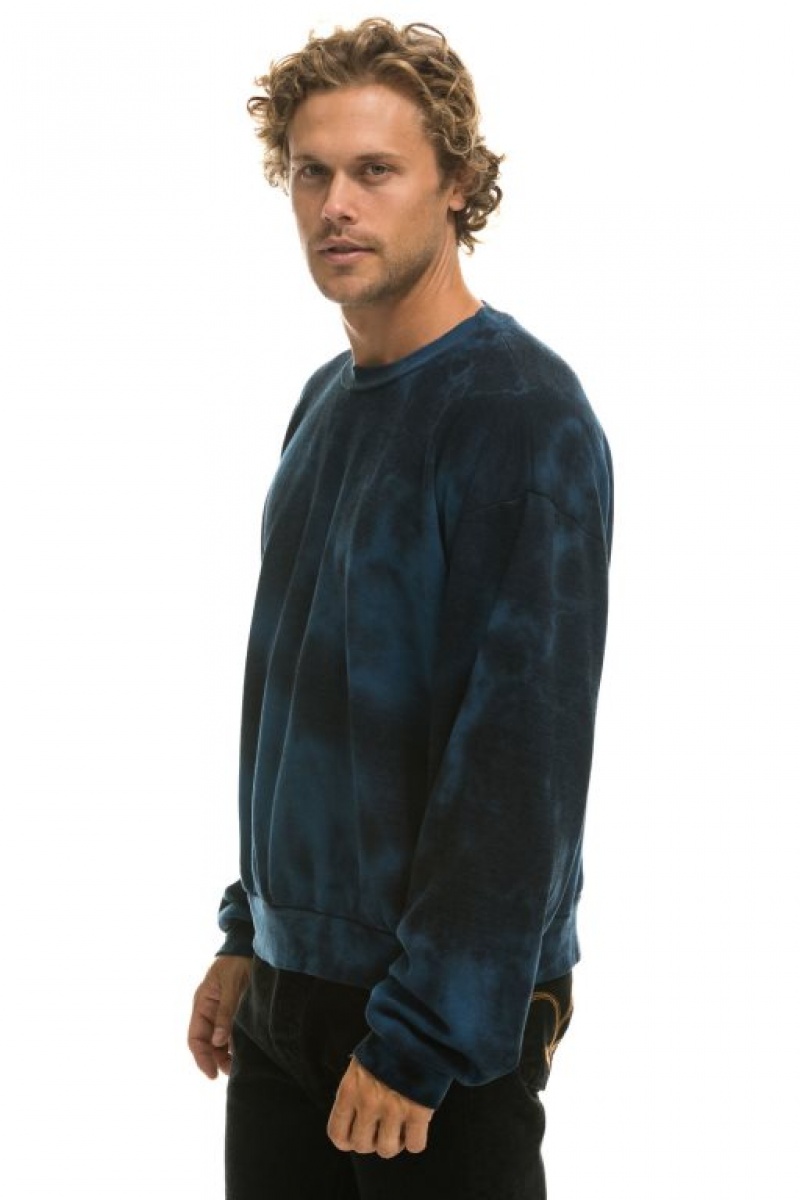 Sudaderas Aviator Nation Hand Dyed Crew Relaxed Mujer Blue Black | 16XQNESGH