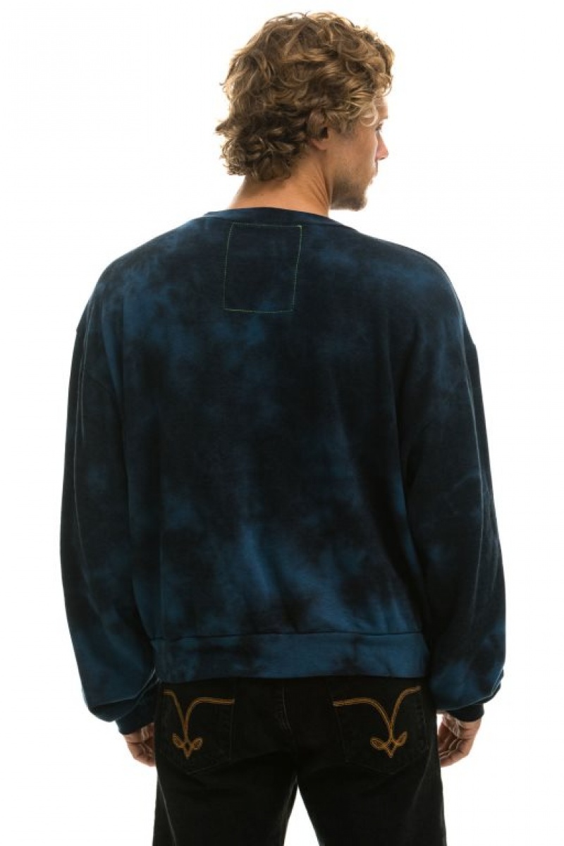 Sudaderas Aviator Nation Hand Dyed Crew Relaxed Mujer Blue Black | 16XQNESGH