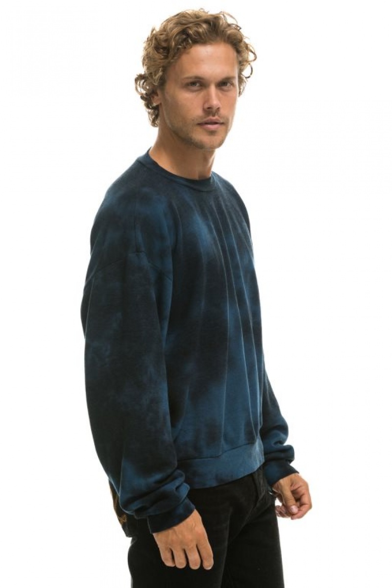 Sudaderas Aviator Nation Hand Dyed Crew Relaxed Mujer Blue Black | 16XQNESGH