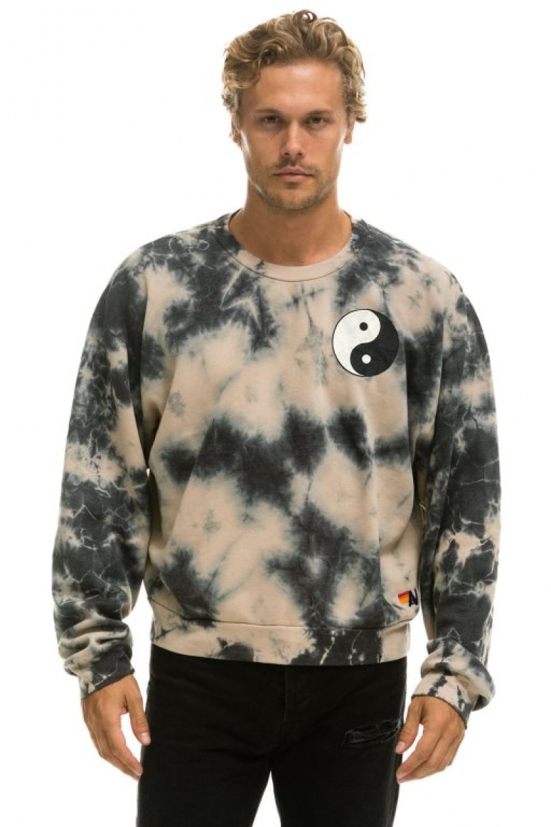 Sudaderas Aviator Nation Hand Dyed Yin Yang Relaxed Crew Mujer Tie Dye Dusty | 17ENGKYWQ