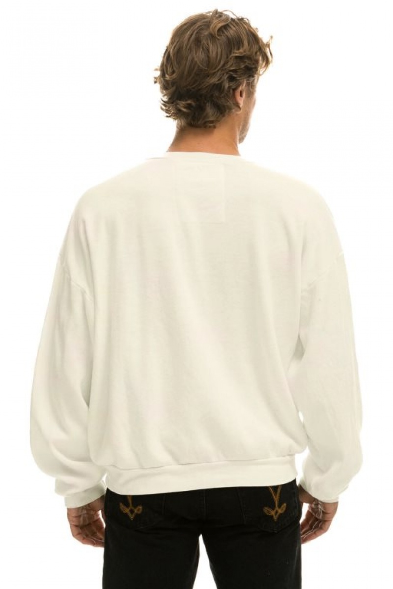 Sudaderas Aviator Nation Heart Stitch Relaxed Crew Mujer White | 16UPEJFAT