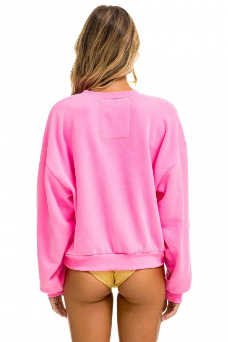 Sudaderas Aviator Nation Heart Stitch Relaxed Crew Mujer Pink | 16VJAUMKN