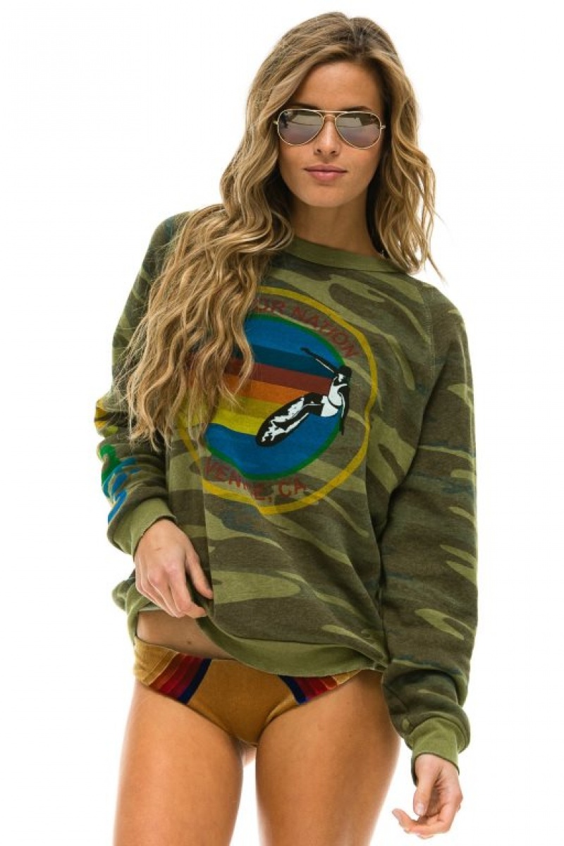 Sudaderas Aviator Nation Las Vegas Mujer Camo | 19STAFQGX