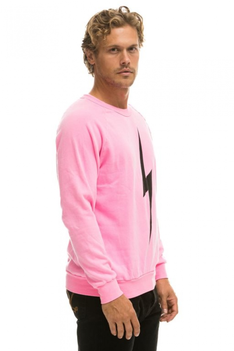 Sudaderas Aviator Nation Light Weight Bolt Crew Mujer Pink | 16UCXJPMY