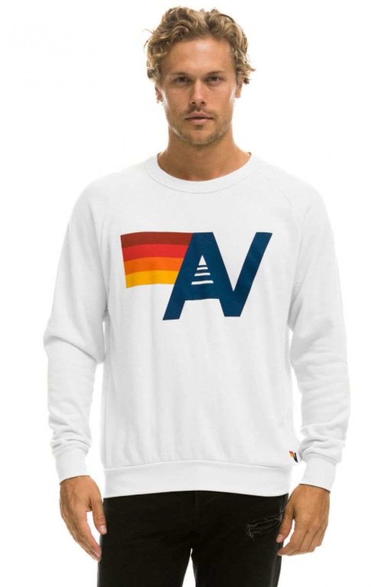 Sudaderas Aviator Nation Logo Light Weight Crew Mujer White | 16REJANCF